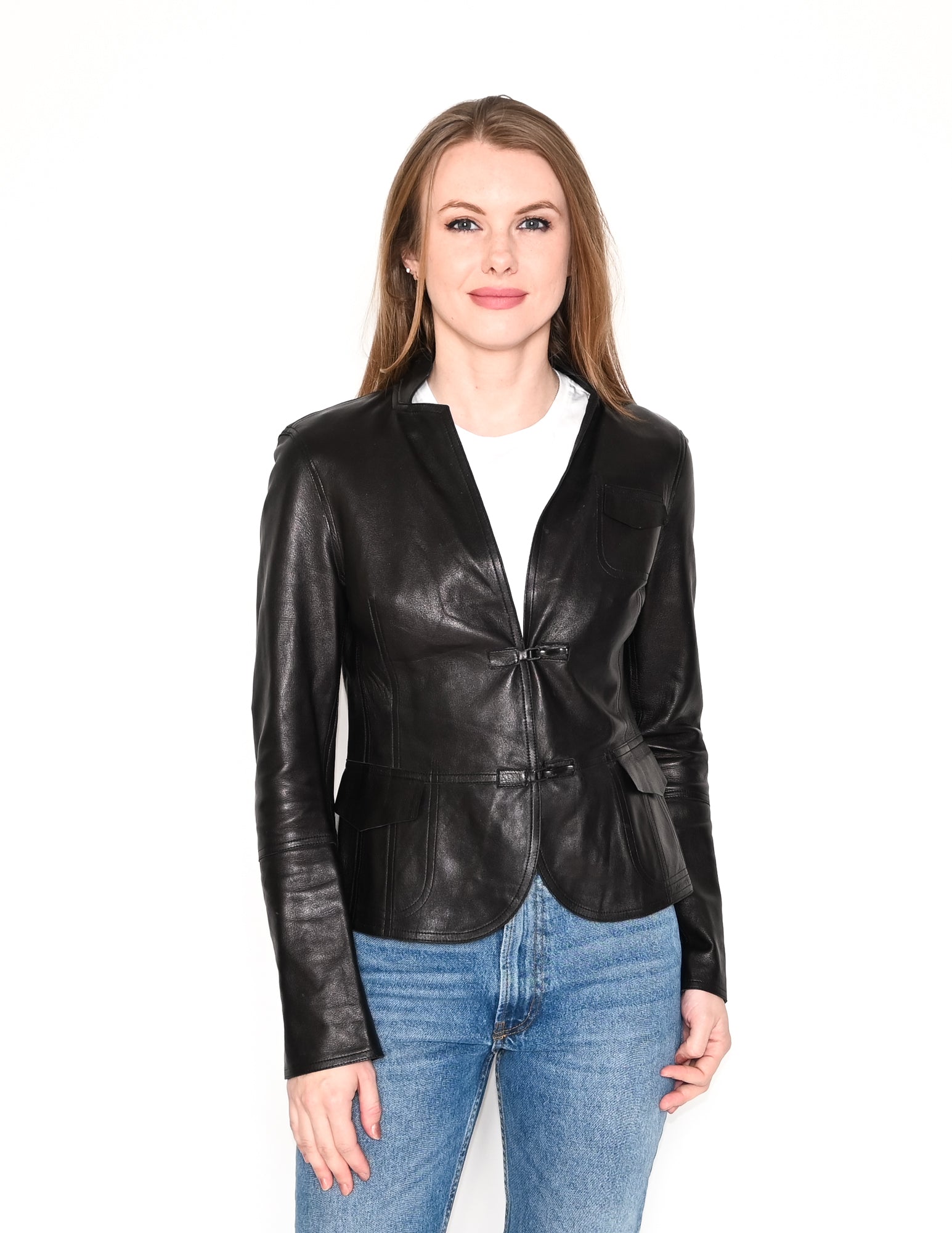 AKRIS Black Lamb Nappa Leather Jacket Fashion Without Trashin