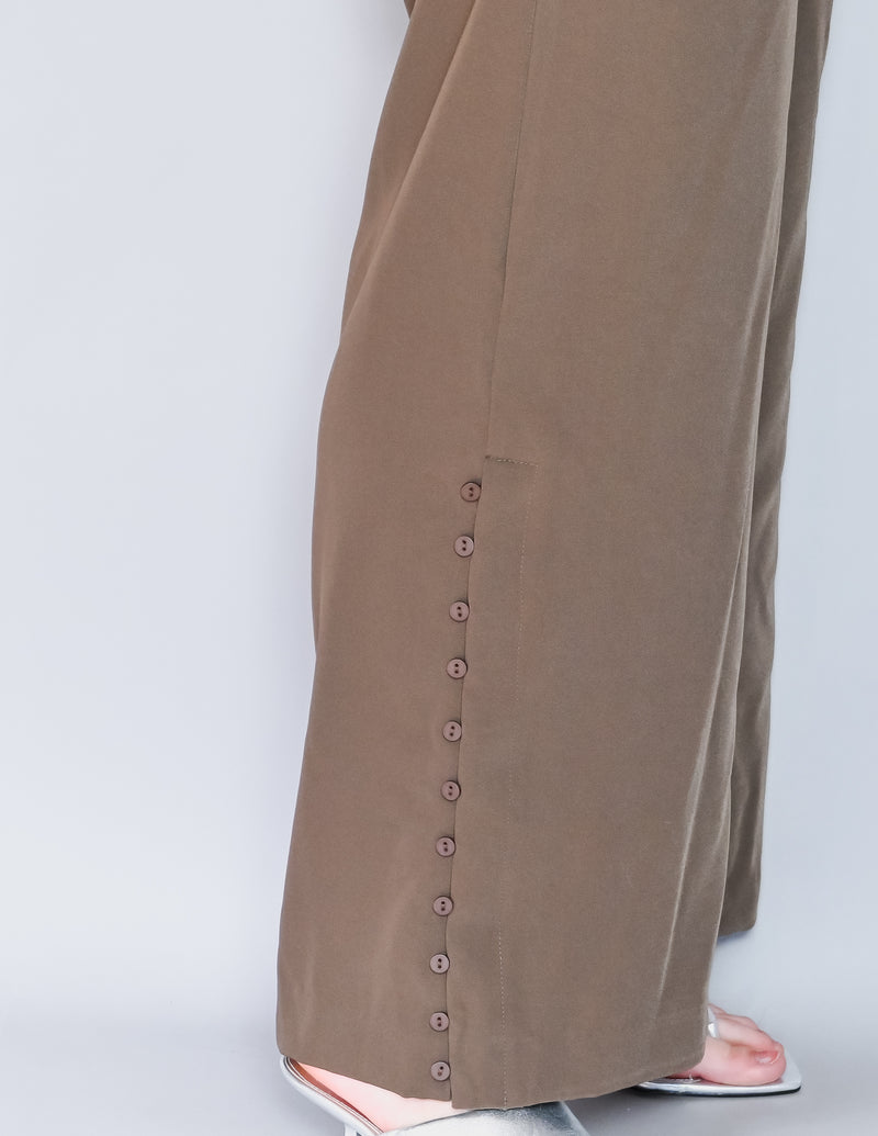 LINE & DOT Berlin Button Slit Trouser in Brown (S)