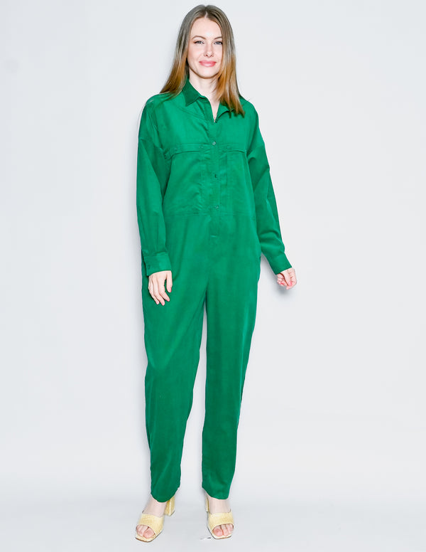 SUZIE KONDI Utility Jumpsuit in Emerald Green Corduroy NWT (XS)