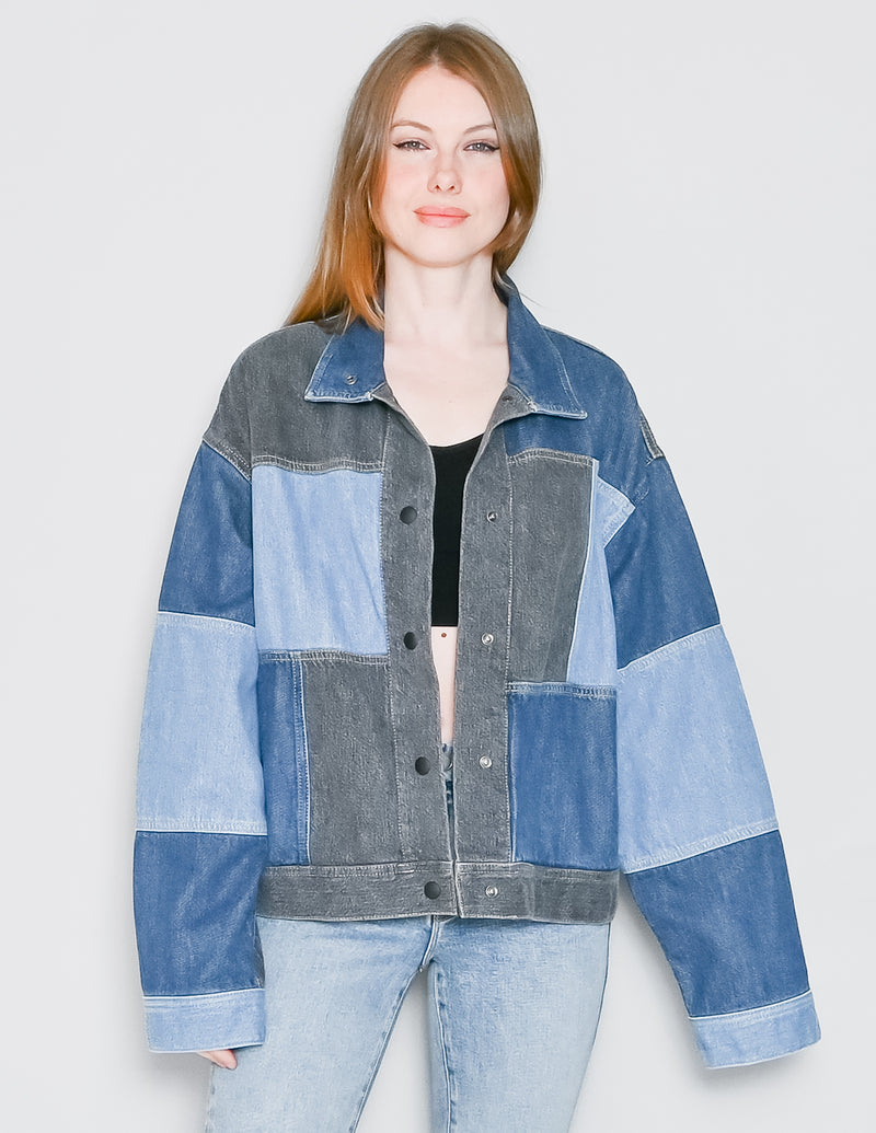 AG Adriano Goldschmied Kaya Patchwork Denim Jacket M Fashion