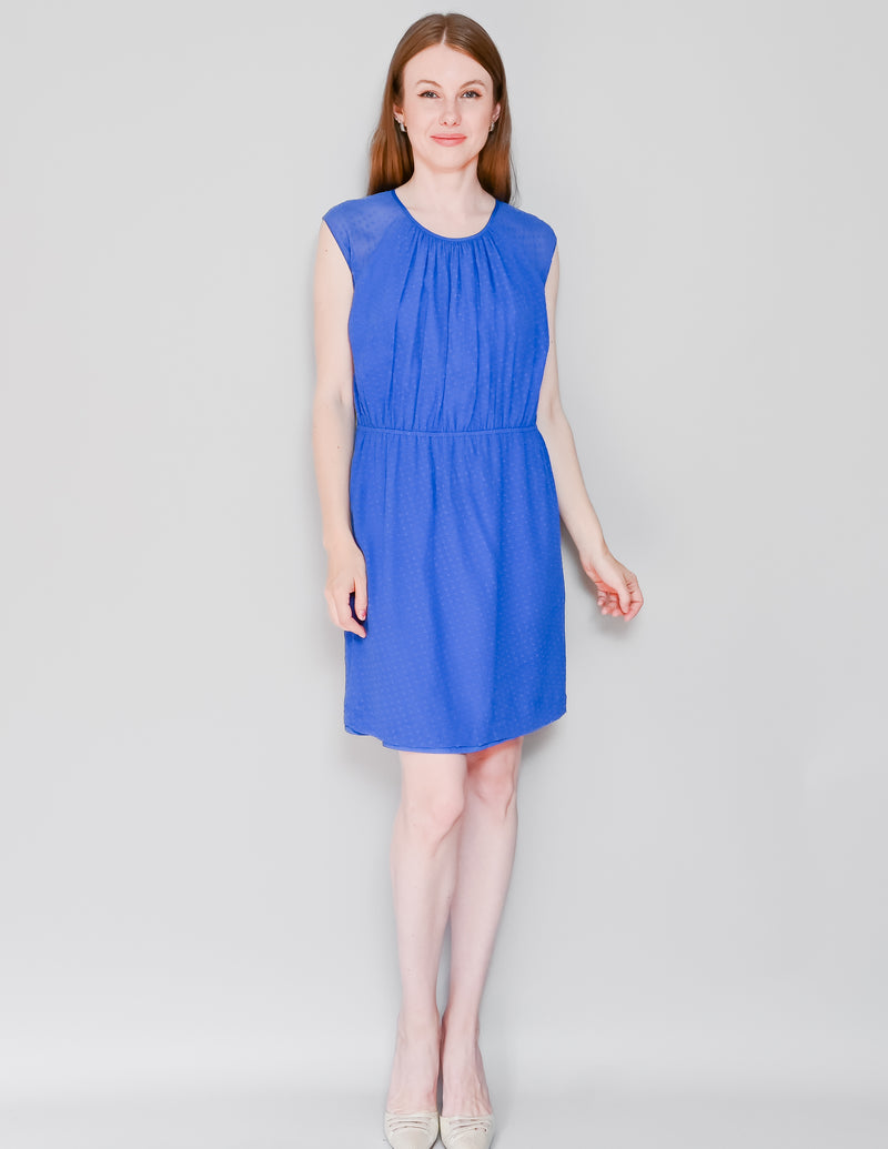 SESSUN Blue Silk French Dot Antonina Dress