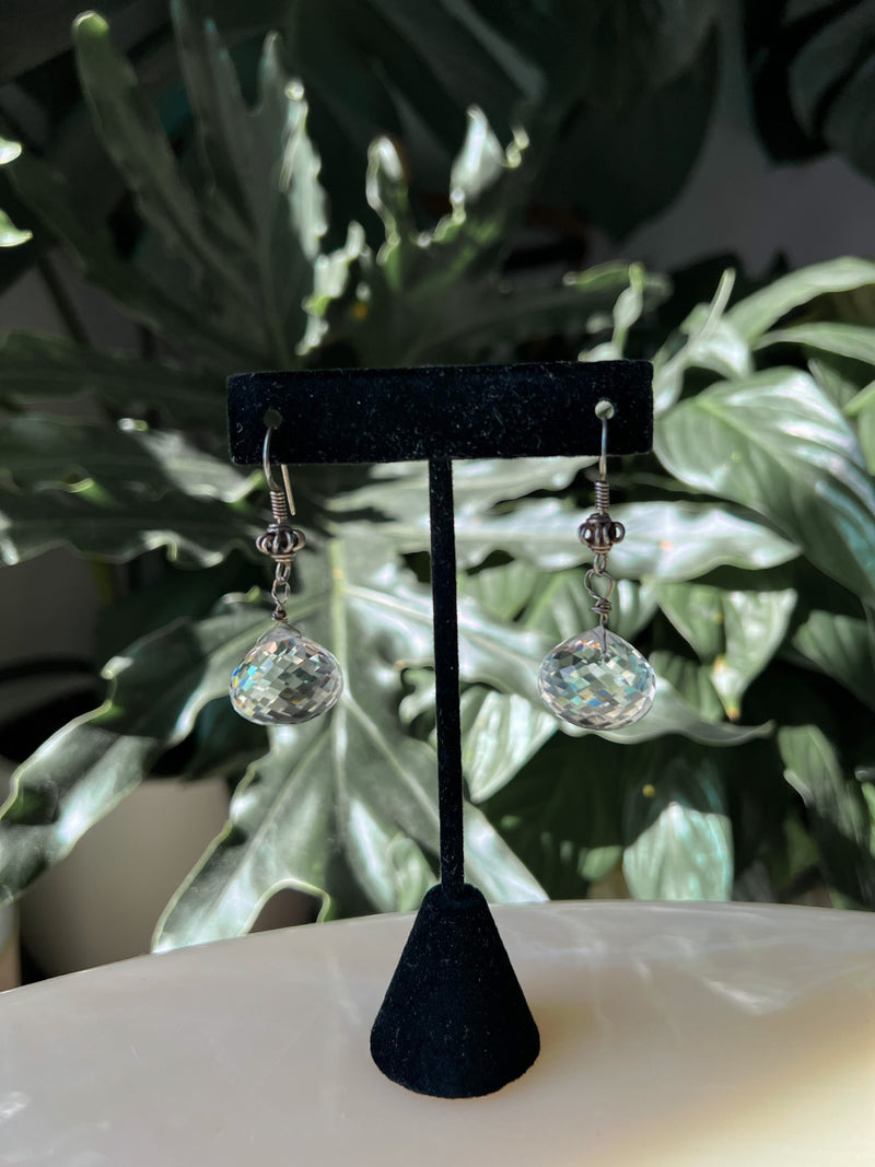 Vintage Crystal Glass Drop Faceted Earrings