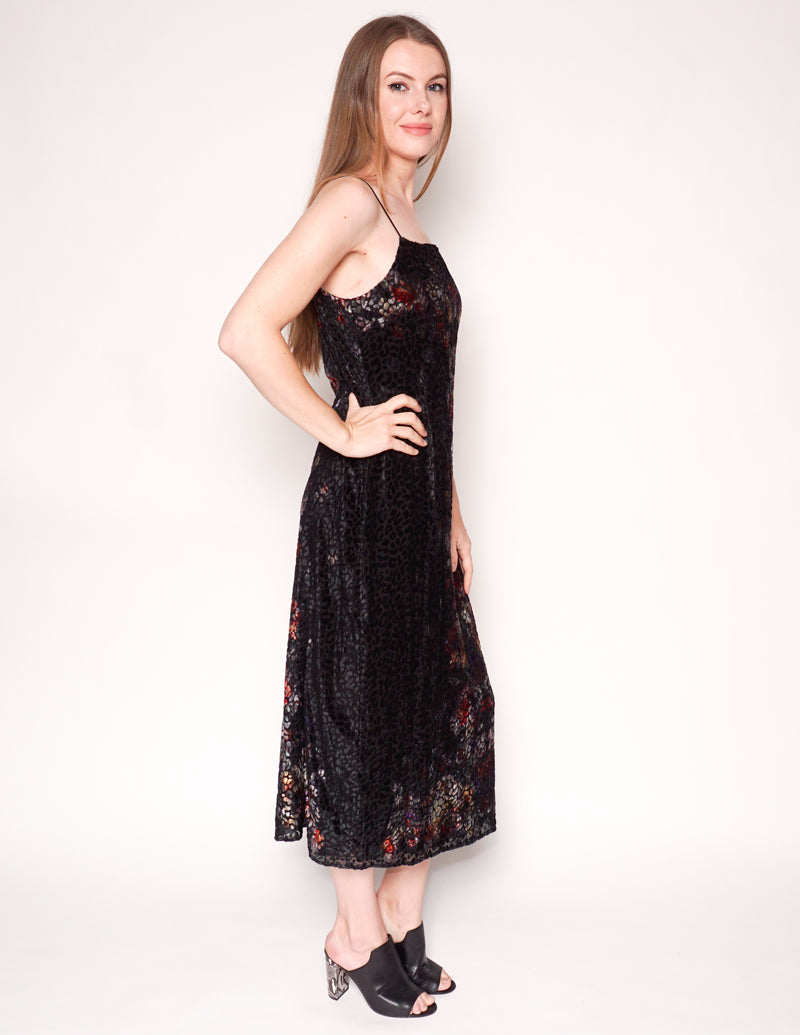 KACHEL x ANTHROPOLOGIE Talia Burnout Velvet Slip Midi Dress