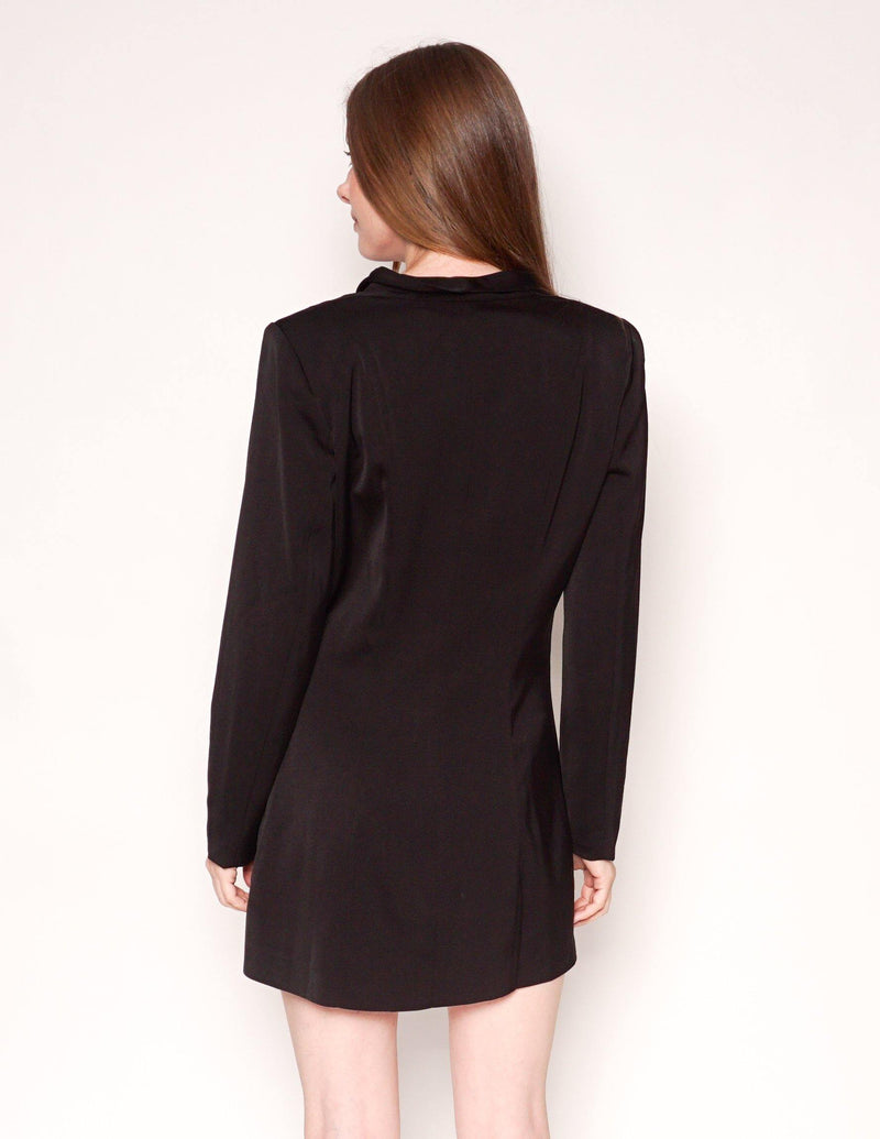 BY THE WAY Black Long-Sleeve Mini Blazer Dress - Fashion Without Trashin