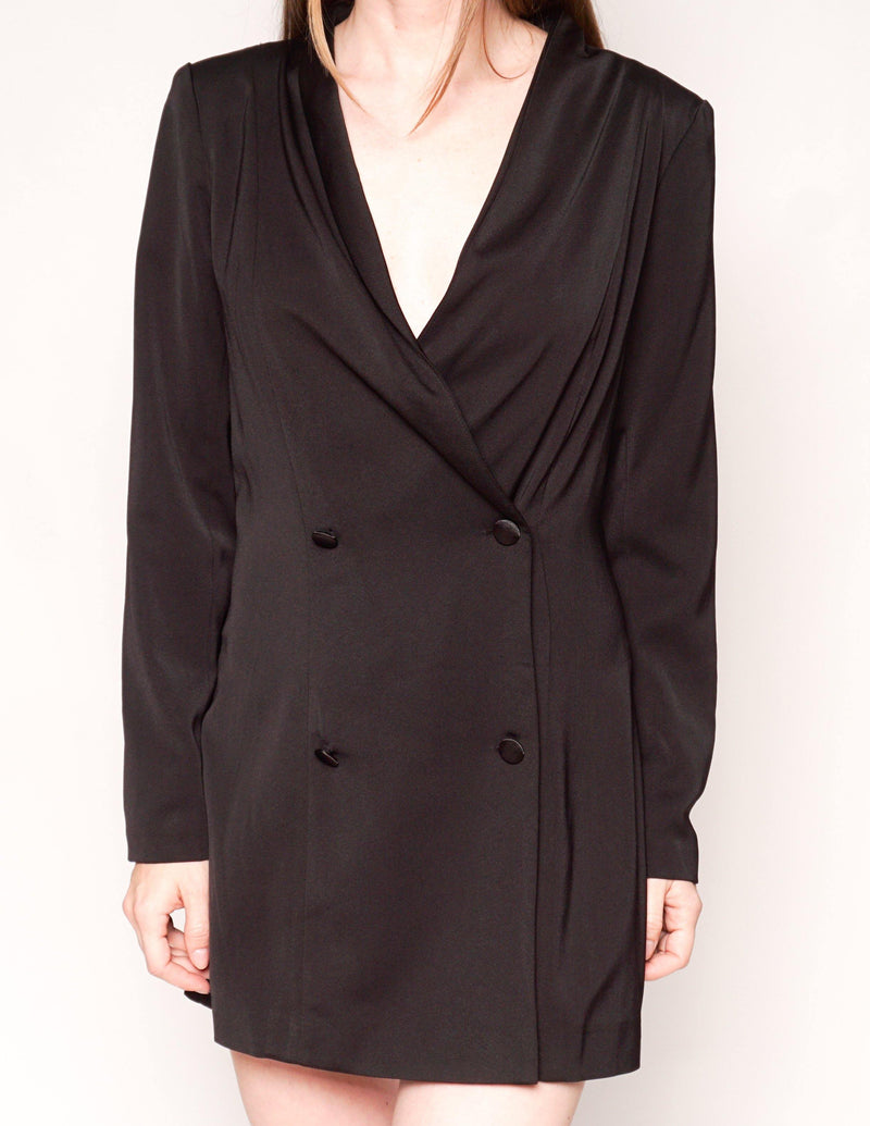 BY THE WAY Black Long-Sleeve Mini Blazer Dress - Fashion Without Trashin