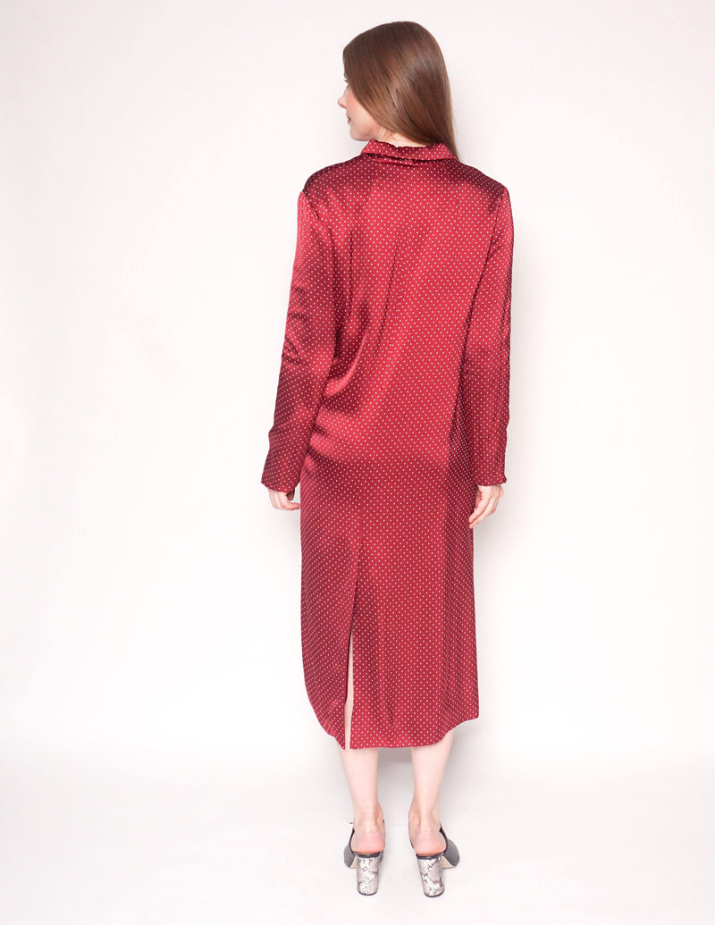 THAKOON Polka Dot Red Long-Sleeve Midi Wrap Dress - Fashion Without Trashin