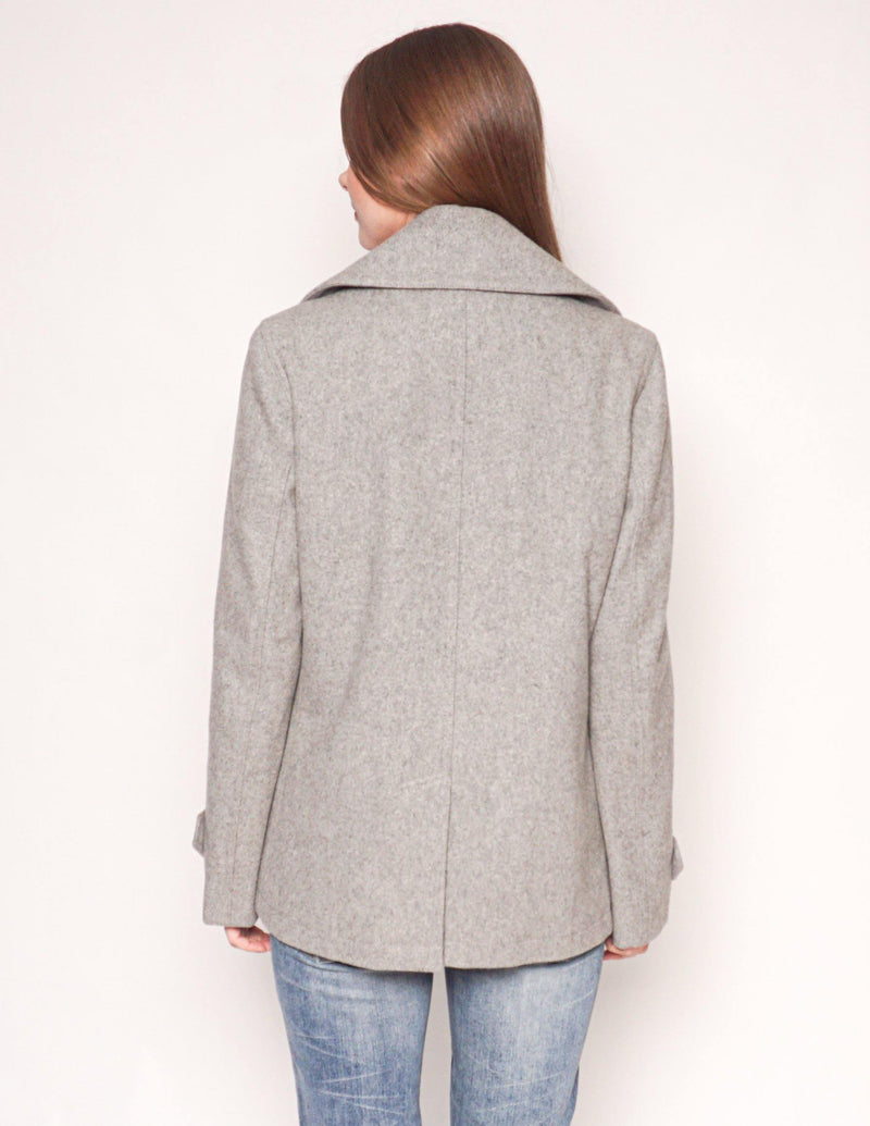BURBERRY BRIT Gray Wool Double-Breasted Coat - Fashion Without Trashin