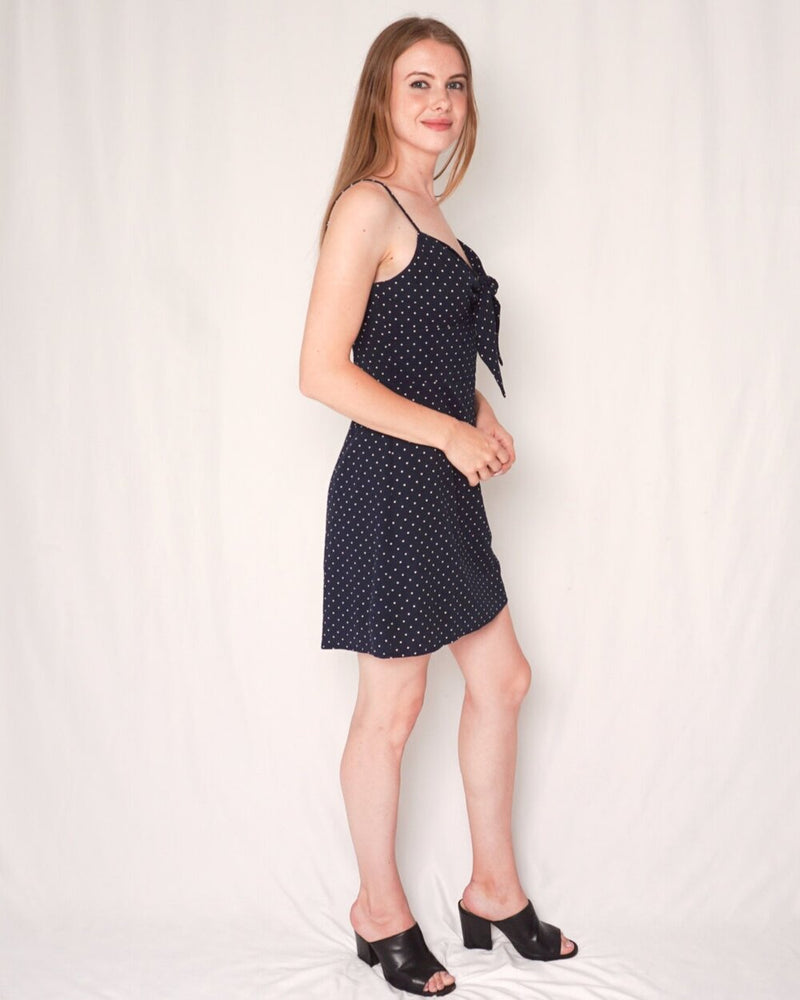 leRumi Audrey Navy Polka Dot Mini Dress (Size M)