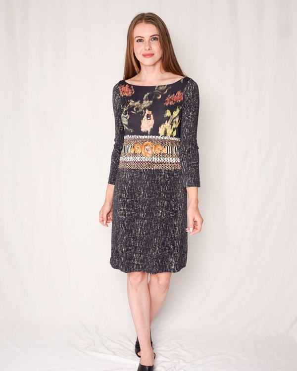 Maliparmi Printed Sheath Dress (Size 40)