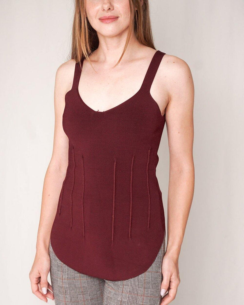 Alexander Wang Maroon Corset Knit Top (Size L) - Fashion Without Trashin