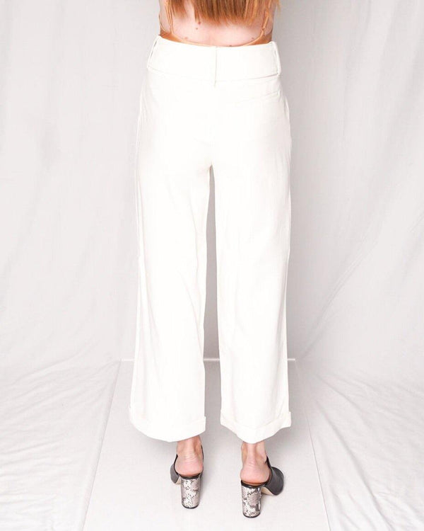 Derek Lam White Belted Wide Cuffed Trouser Pant - Fashion Without Trashin