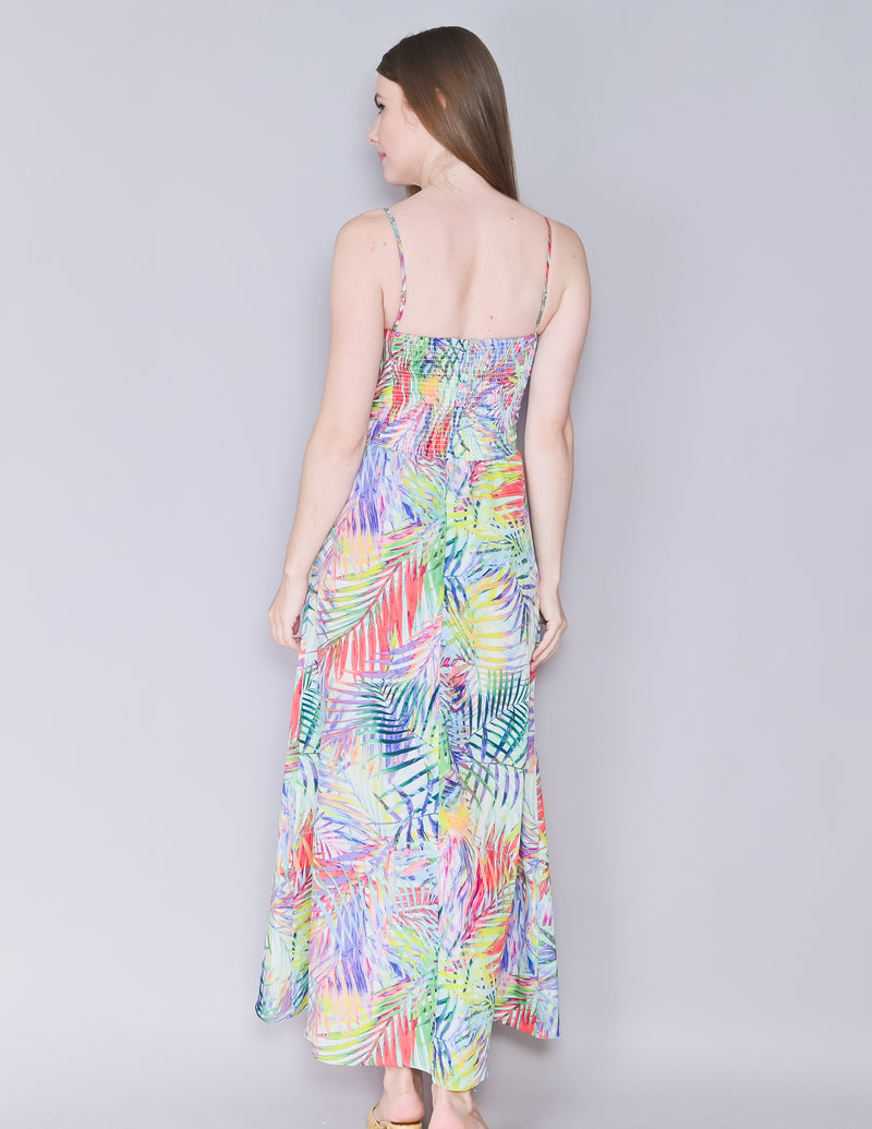 PARKER Neon Palm Leafe Print Maxi Dress (S)