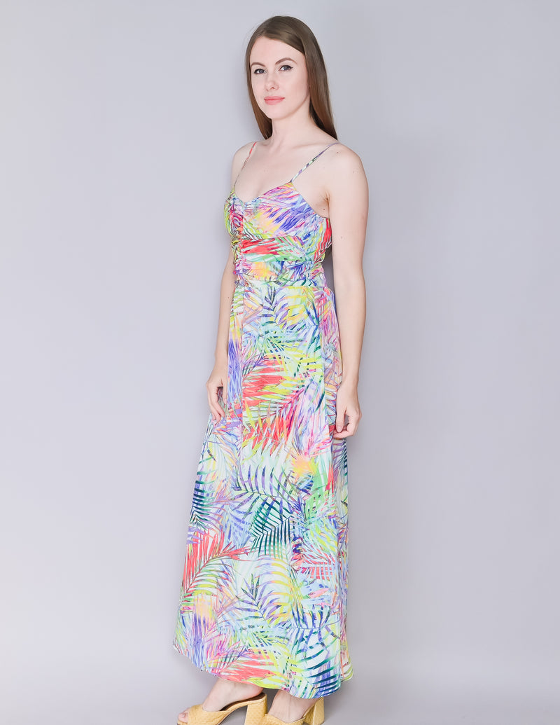 PARKER Neon Palm Leafe Print Maxi Dress (S)