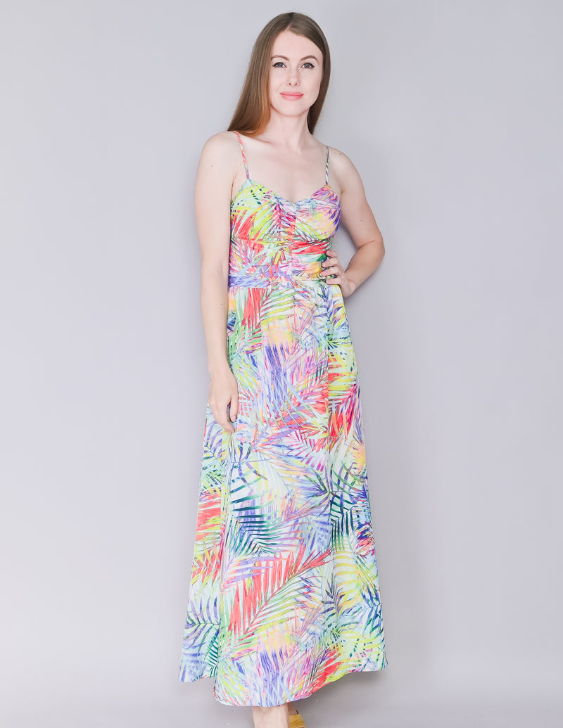 PARKER Neon Palm Leafe Print Maxi Dress (S)