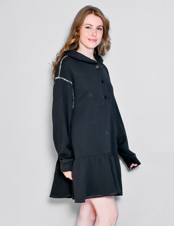Something Navy Dottie Hooded Sweatshirt Dress (M)