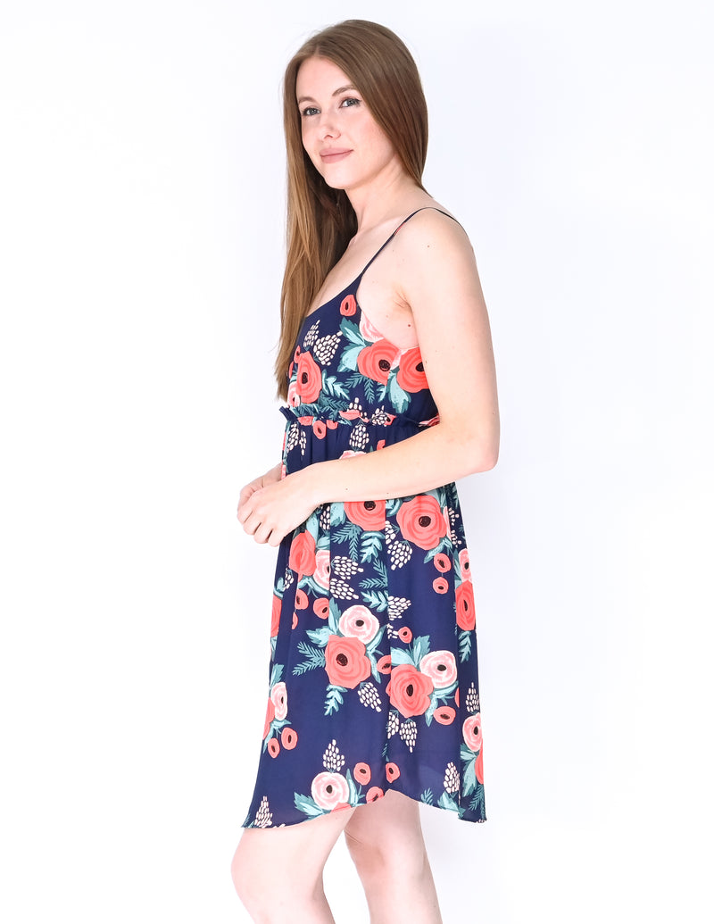 ANTHROPOLOGIE PAPER CROWN Blue Floral Mini Dress (Size XSP)