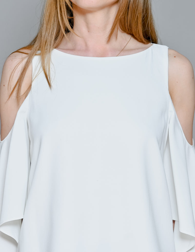ALICE + OLIVIA White Coralee Cold-Shoulder Top (4)