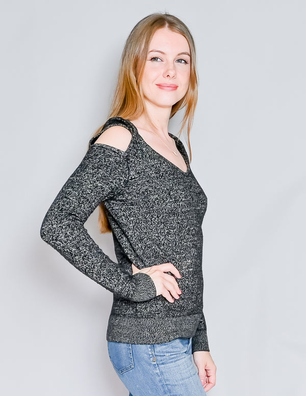 ALL SAINTS Neri Twist Cold Shoulder Merino Sweater (S)