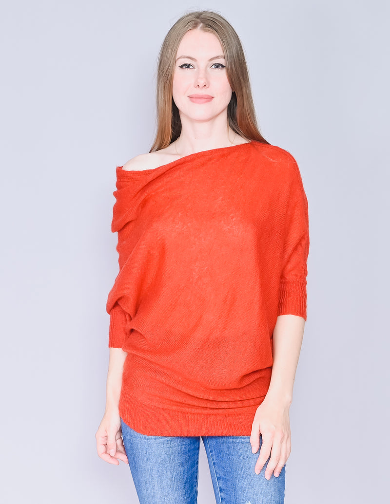 BLACK BY MOUSSY Rust Red Draped Knit Sweater (O/S)