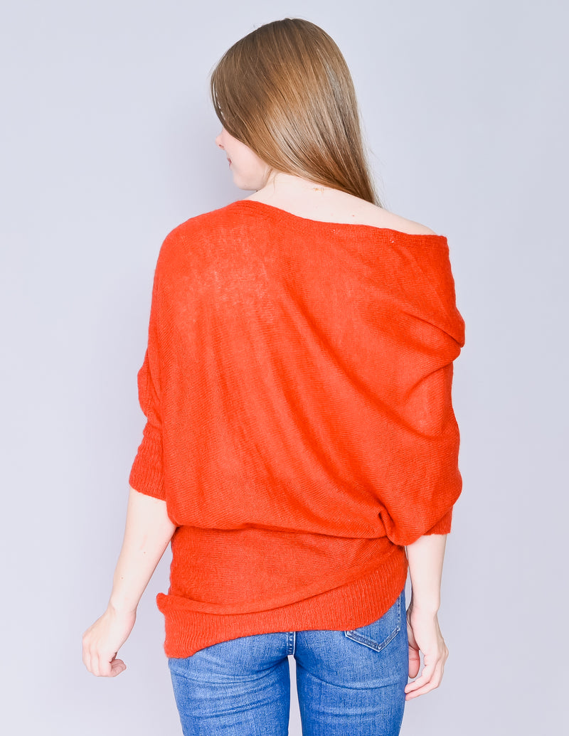 BLACK BY MOUSSY Rust Red Draped Knit Sweater (O/S)