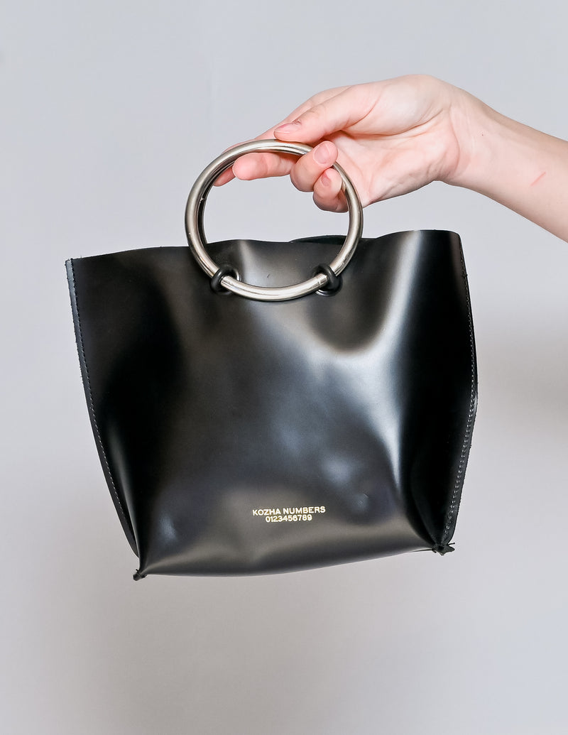 KOZHA NUMBERS The Safe Mini Black Leather Bag