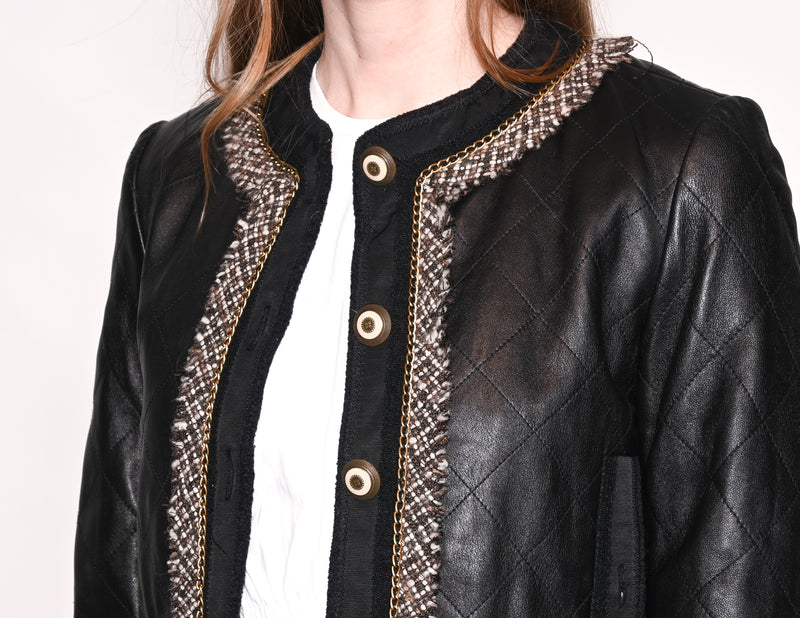 BCBGMaxAzria Quilted Black Leather Jacket NWT – Fashion Without Trashin