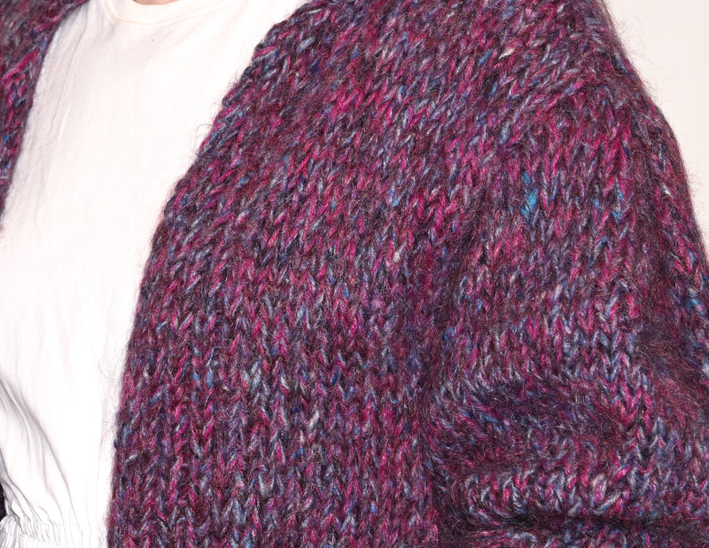 VINTAGE Purple Hand Knit Oversize Cardigan