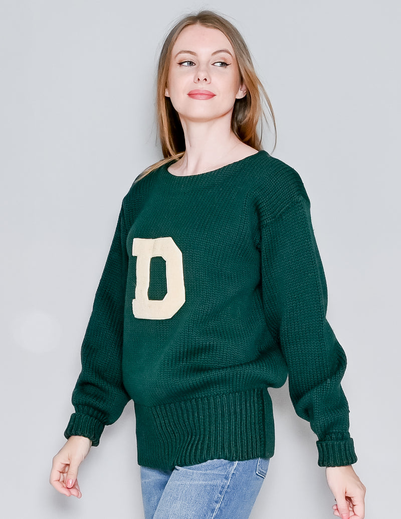 VINTAGE 1950s Green Dartmouth Letterman Sweater by Outfitters James Campion