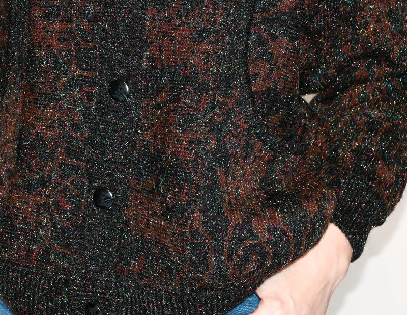 VINTAGE Dolman Sleeve Metallic Knit Cardigan