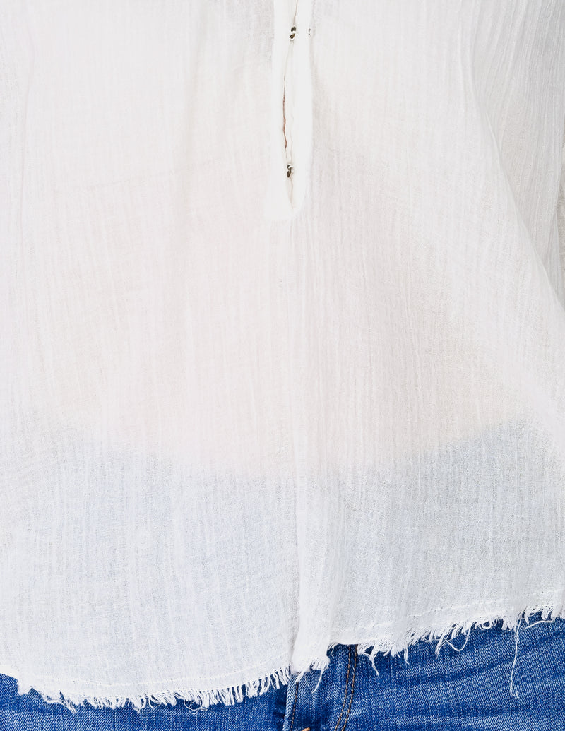 RAQUEL ALLEGRA Ivory Cotton Gauze Long-Sleeve Top (1/S)