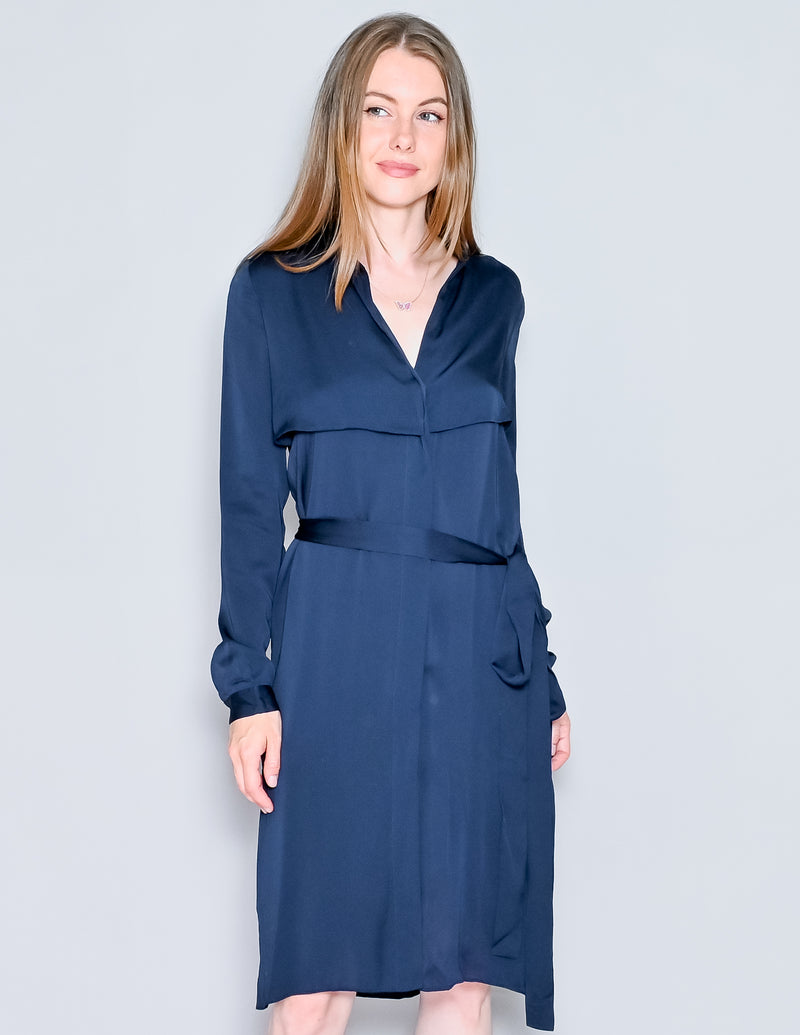 AYR The Silk Trench Dress In Navy Blue (XS)