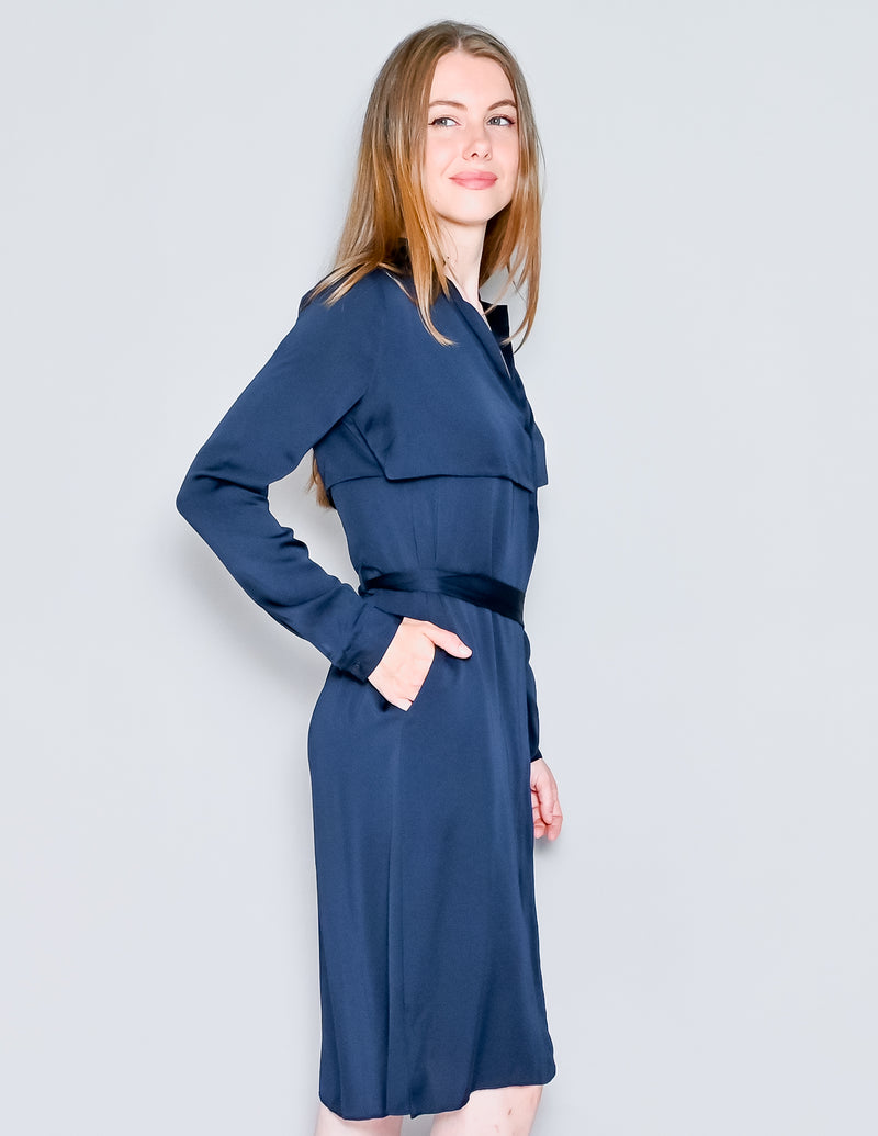 AYR The Silk Trench Dress In Navy Blue (XS)