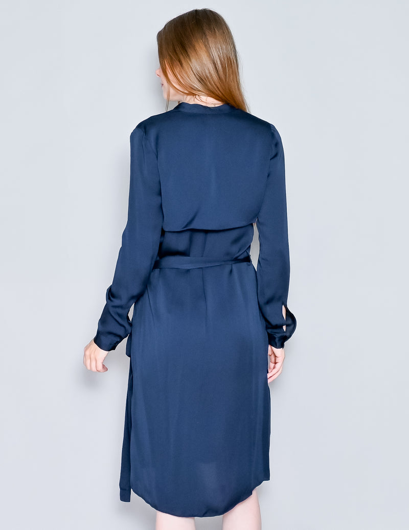 AYR The Silk Trench Dress In Navy Blue (XS)
