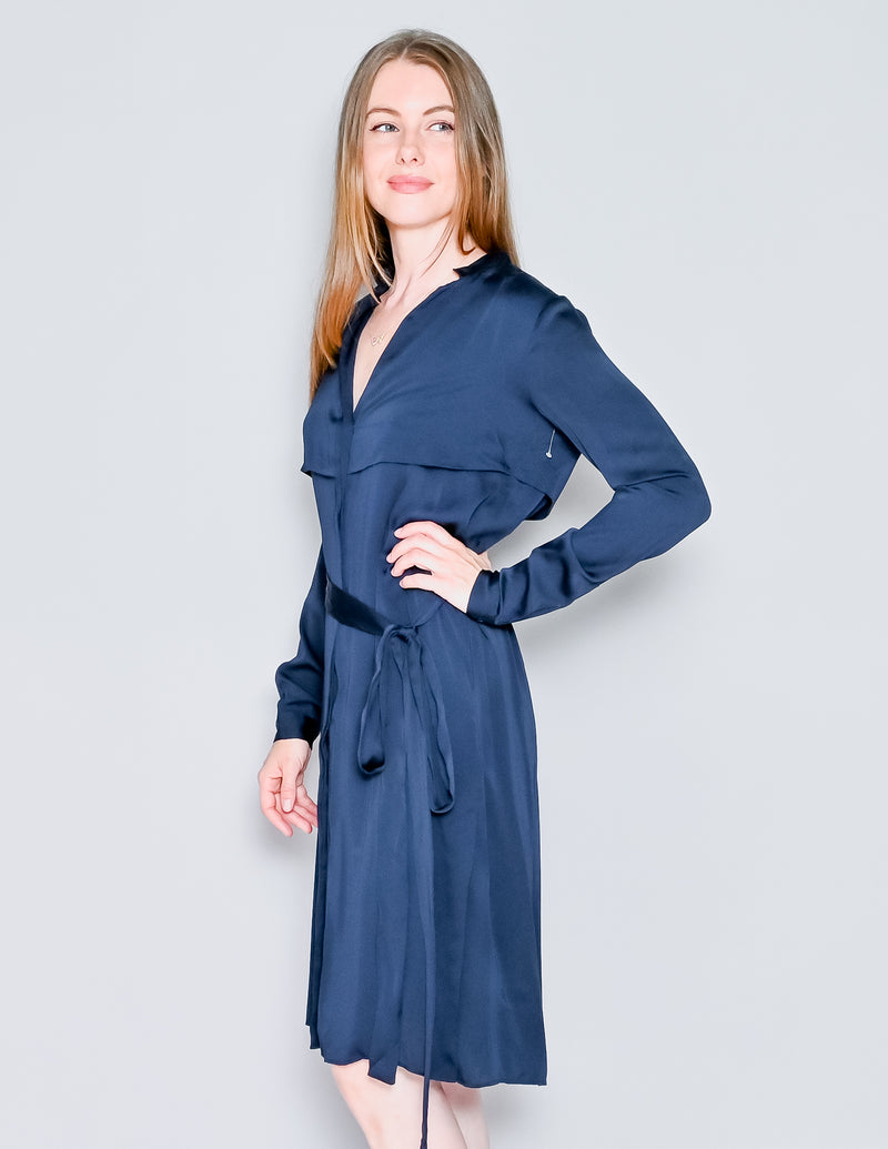 AYR The Silk Trench Dress In Navy Blue (XS)