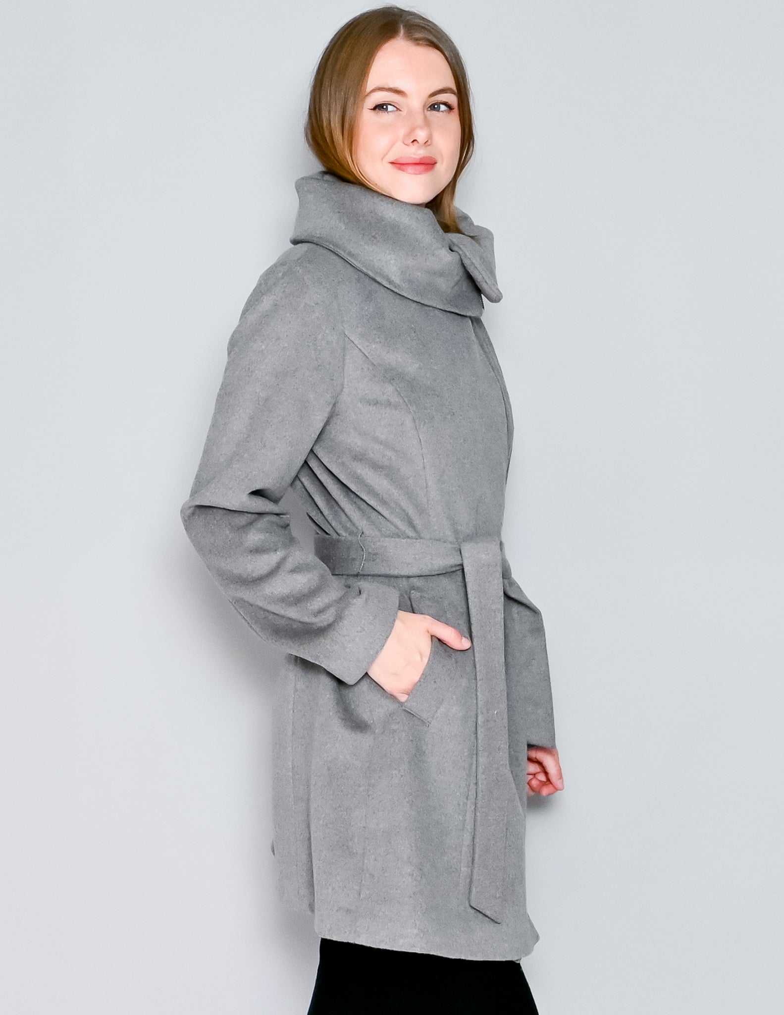 Cole haan belted shop asymmetrical wool coat