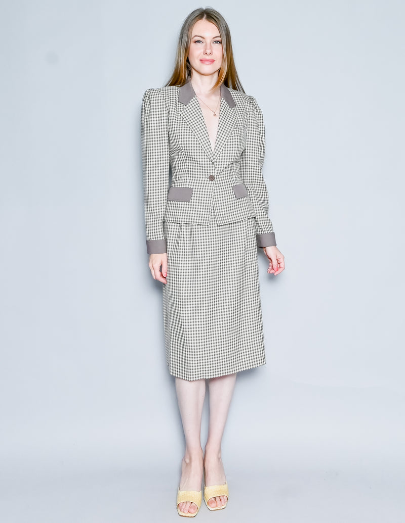 BALMAIN Paris Vintage Checker Womens Skirt Suit – Fashion Without Trashin