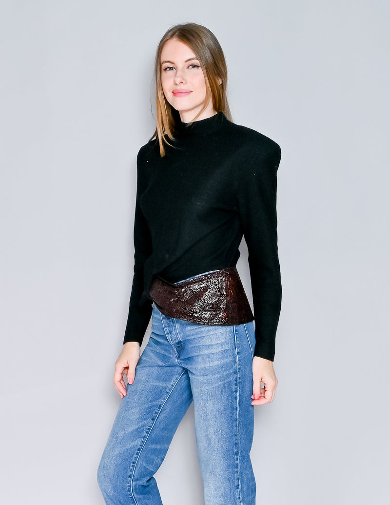 VINTAGE JOANIE CHAR Black Knit Wool Sweater Top (8)