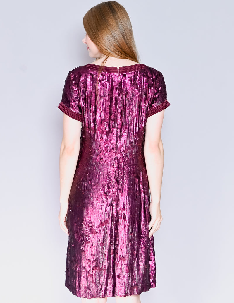 BADGLEY MISCHKA Purple Sequin Silk Dress NWT (10)