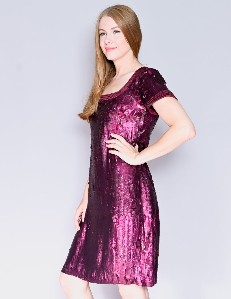 BADGLEY MISCHKA Purple Sequin Silk Dress NWT (10)