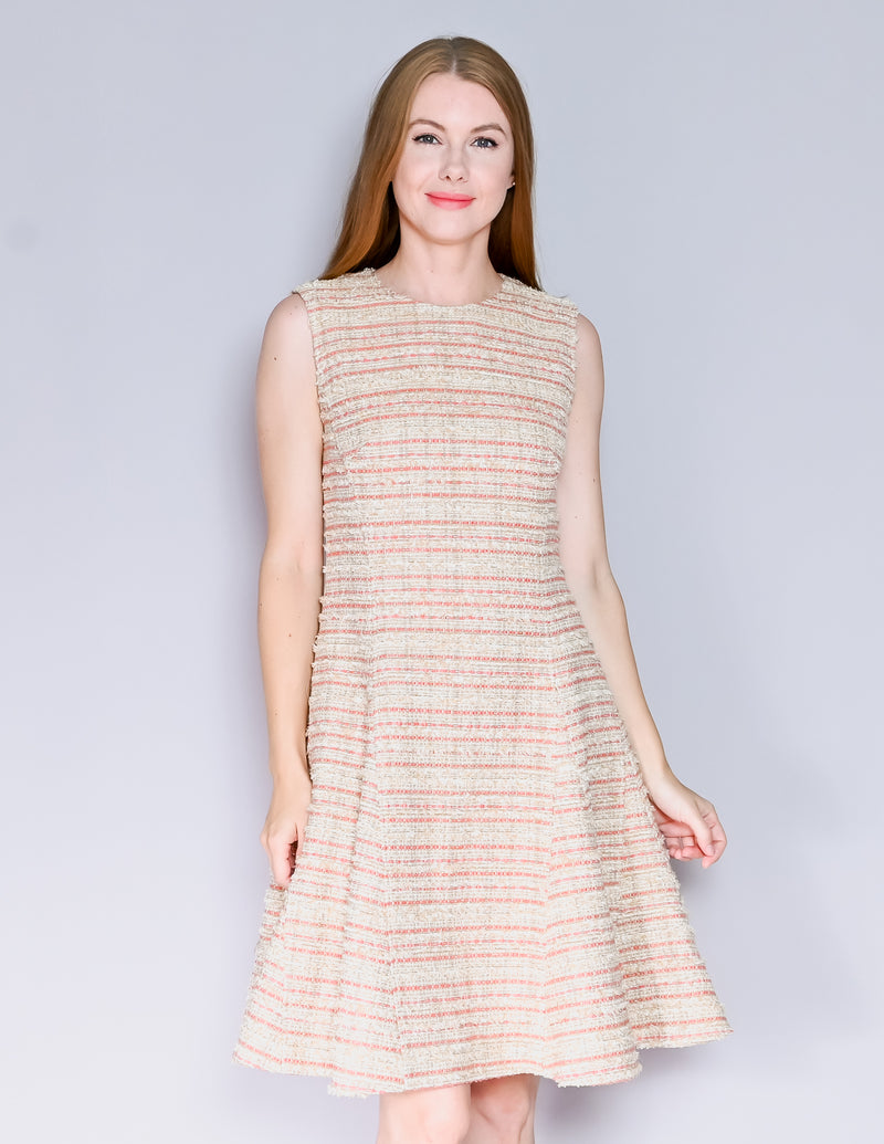 ADEAM Beige Pink Tweed A-Line Dress (4)