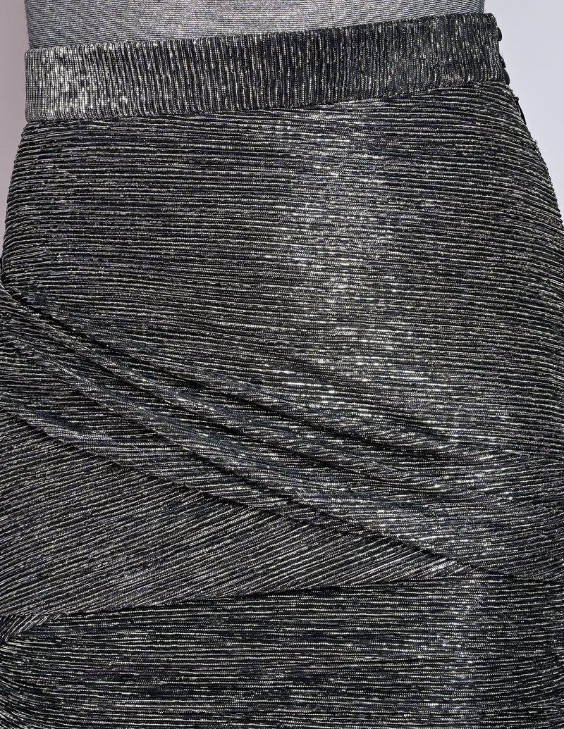MAJE Ruched Metallic Lurex Mini Skirt NWT (38/6)