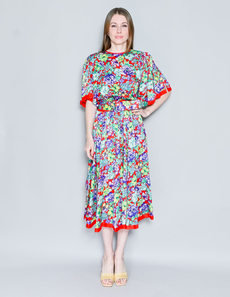 VINTAGE DIANE FREIS Floral Midi Dress (S-L)