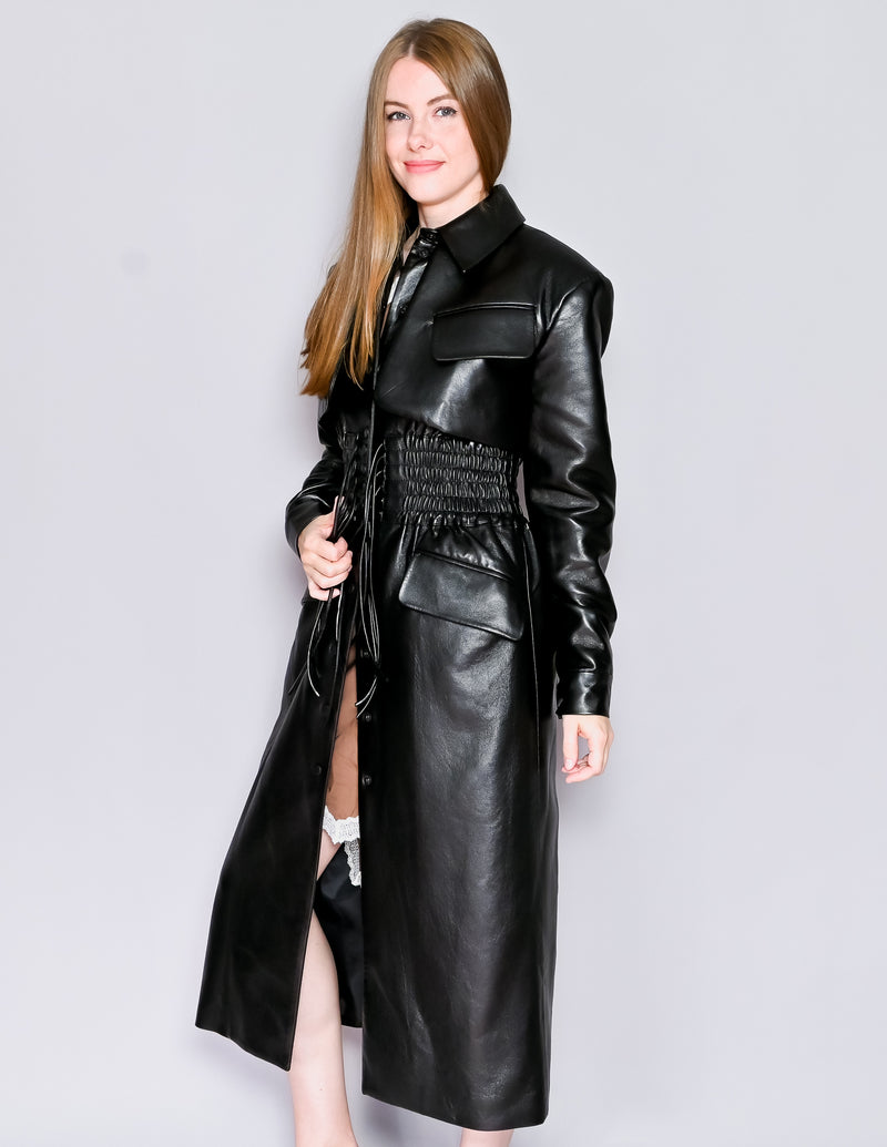 MATERIEL Tbilisi Faux Leather Trench Coat NWT (S)