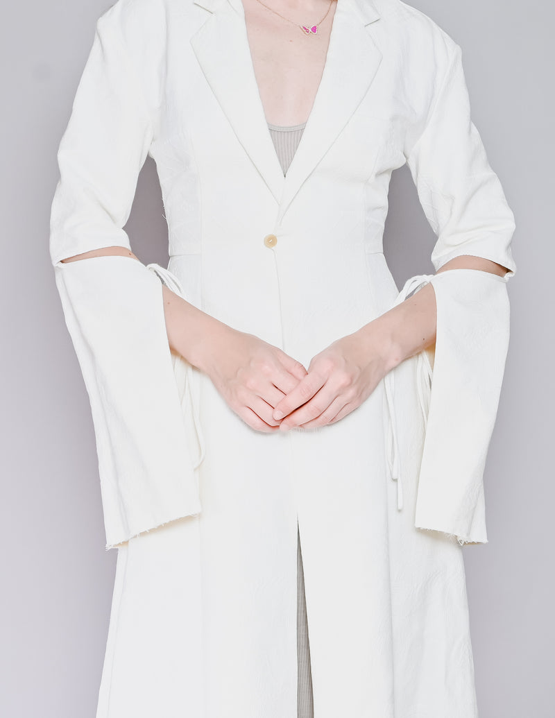 LOEWE White Jacquard Tie-Cut Sleeve Panel Coat (2)