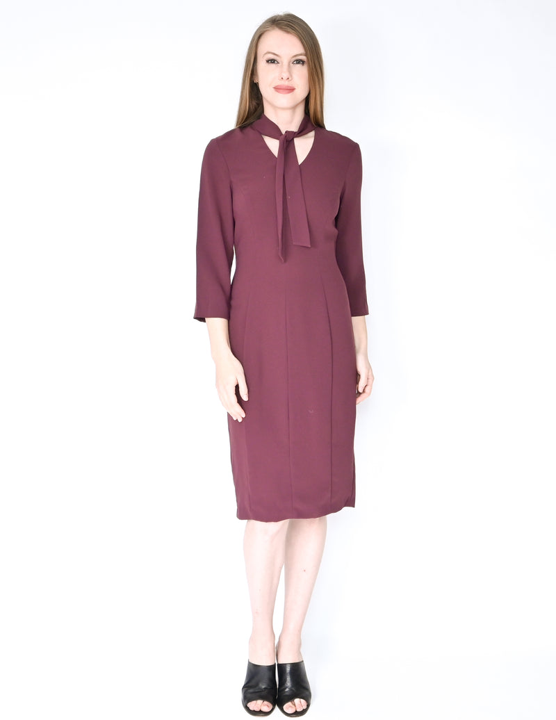 AMANDA UPRICHARD Purple Neck-Tie Crepe Reid Dress (Size S)
