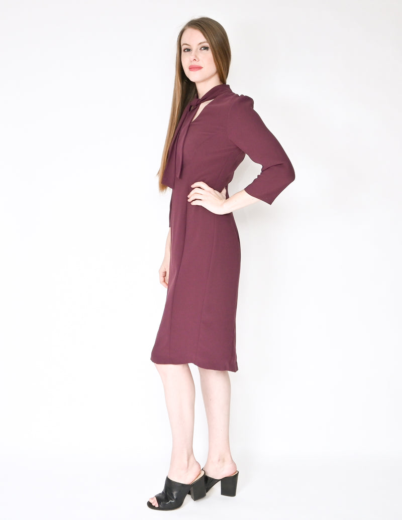 AMANDA UPRICHARD Purple Neck-Tie Crepe Reid Dress (Size S)