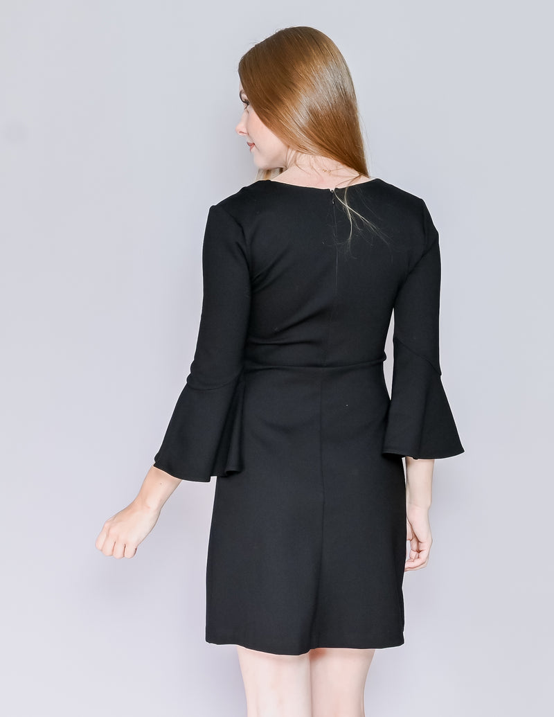 AMANDA UPRICHARD Black Bell-Sleeve Mini Dress NWT (S)