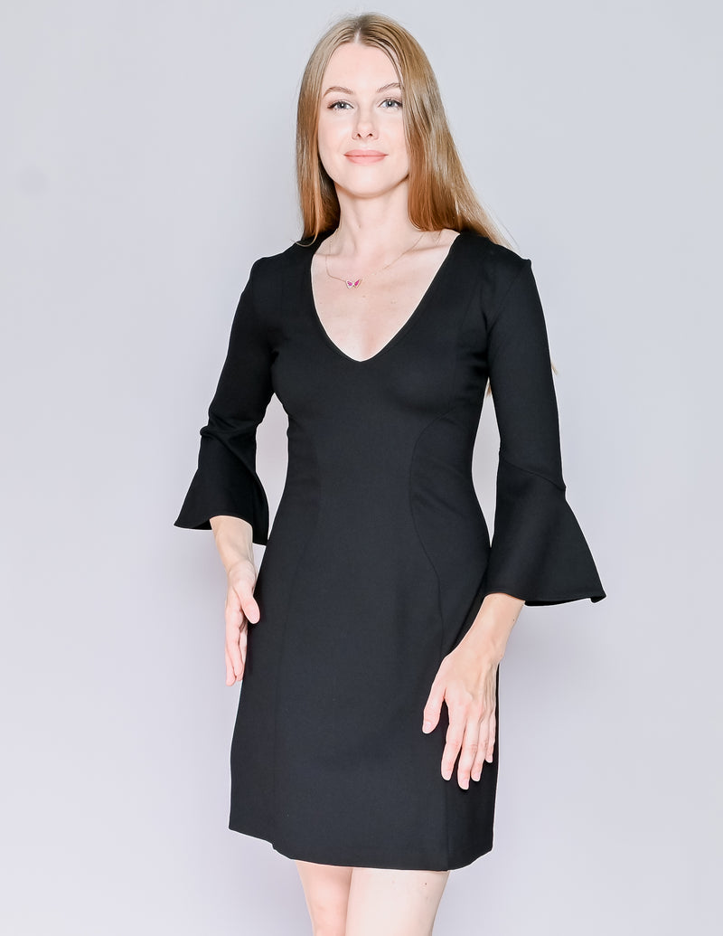 AMANDA UPRICHARD Black Bell-Sleeve Mini Dress NWT (S)