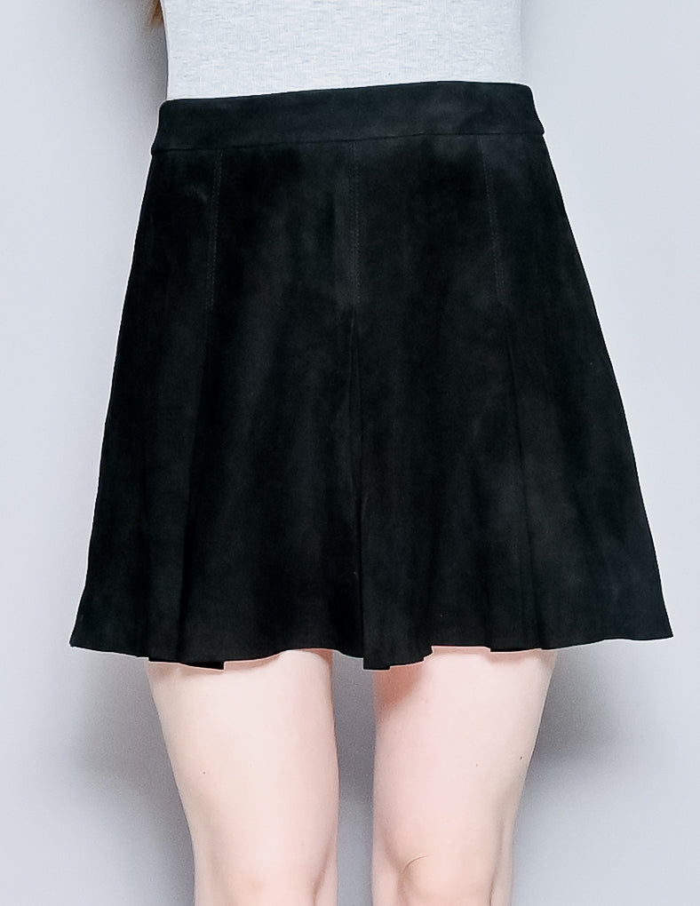 ALICE + OLIVIA Leather Suede Pleated Mini Skirt NWT (6)