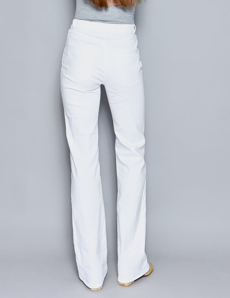 7 FOR ALL MANKIND White Welt & Button High Waist Flare Jean (26)
